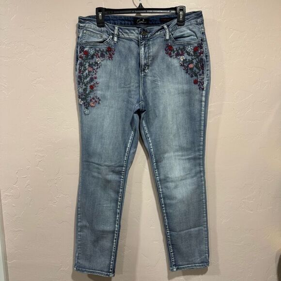 Earl Jeans Skinny Ankle Jeans Women's Size 16 Embroidered Flowers - Picture 1 of 7